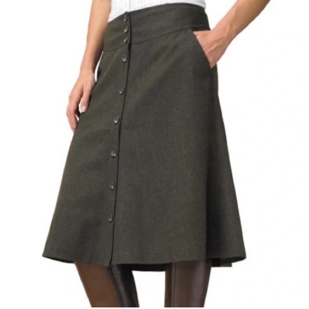 Banana Republic Wool Blend Button Front A-Line Skirt Brown Charcoal Size 2